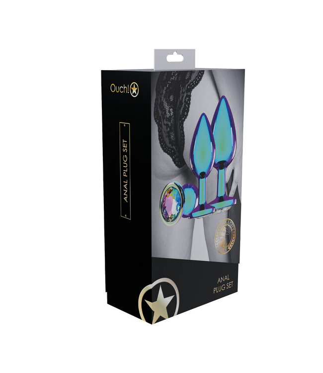 Ouch! International by Ouch! Paris 3-Delige Metalen Anale Plug Set Met Iriserende Juwelenbasis