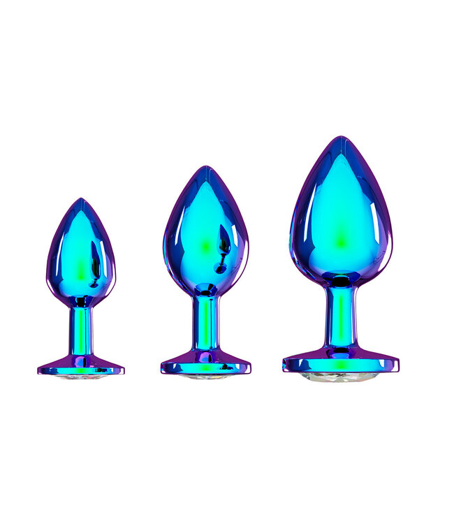 Ouch! International by Ouch! Paris 3-Delige Metalen Anale Plug Set Met Iriserende Juwelenbasis