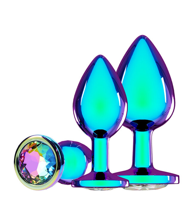 Ouch! Venice Collection Iridescent Metal Anal Plug Set - Luxury 3 Pieces