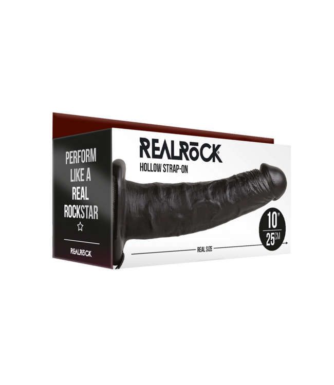 RealRock RealRock Hollow Strap-On Verstelbaar Zonder Ballen 24,5 cm Zwart