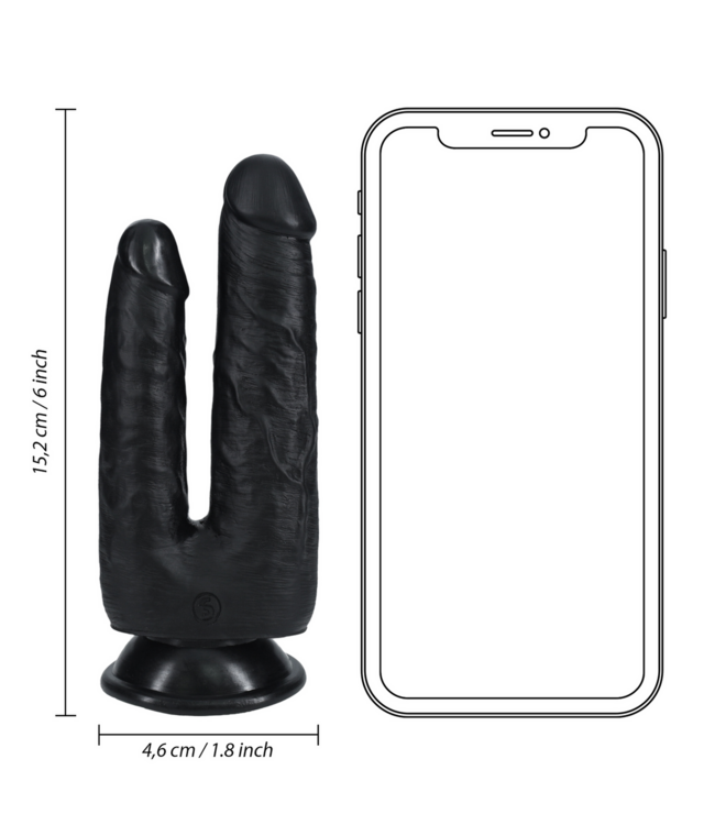 RealRock RealRock Double Trouble Dildo 15.2cm Black - Realistic Pleasure Tool