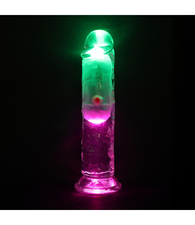 RealRock RealRock Transparante LED Vibrerende Dildo 16,5 cm Met Zuignap