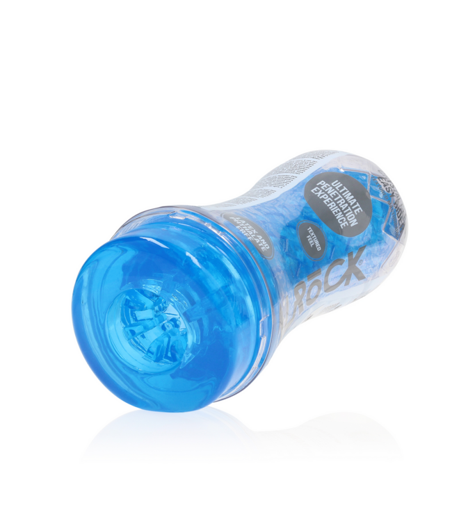 RealRock Compacte Blauw TPE Masturbator Met Ribbelstructuur Voor Intens Genot