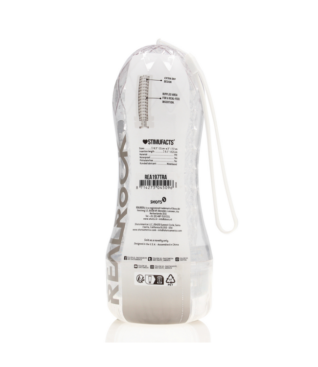 RealRock RealRock Textured Masturbator Transparant Met Geribbelde TPE-Textuur