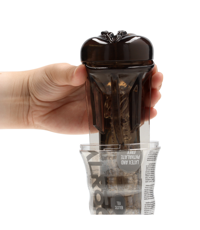 RealRock RealRock Compact Pussy Masturbator Zwart Met Geribbelde Textuur
