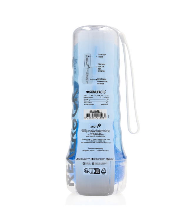 RealRock RealRock Compact Blue Masturbator Met Geribbelde Textuur - TPE