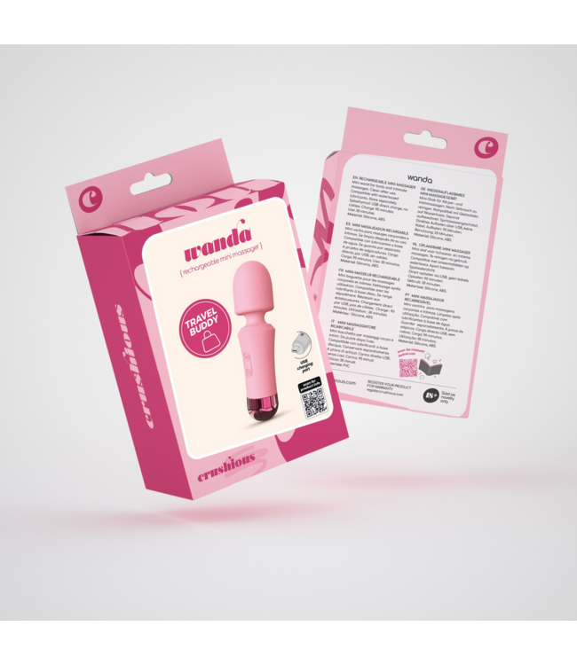 Crushious Wanda Mini Pink Wand Massager - Powerful, Rechargeable, 10 Settings