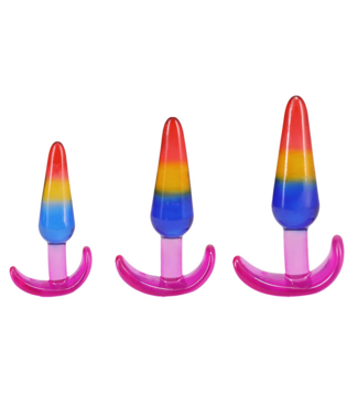Doc Johnson Crystal Jellies Regenboog Anale Trainingsset 3 Stuks S/M/L 9,9 cm