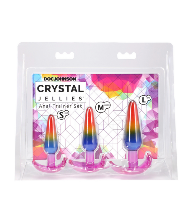 Doc Johnson Crystal Jellies Regenboog Anale Trainingsset 3 Stuks S/M/L 9,9 cm
