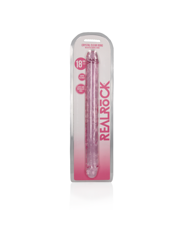 RealRock RealRock Clear Double Dildo 45 cm x 4,3 cm – Veilige TPE Dubbele Penetratie