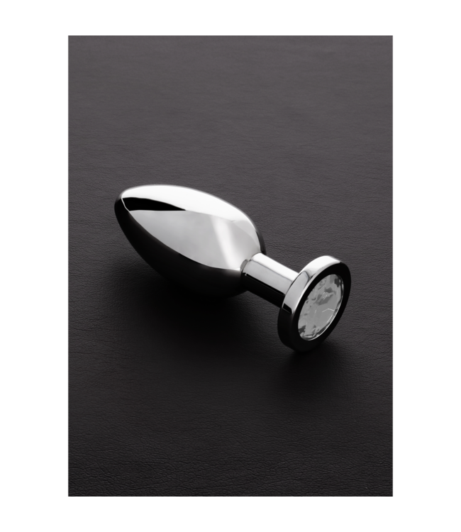 Steel by Shots Elegant Large Stainless Steel Butt Plug with Jewel Accent - 10.3 cm