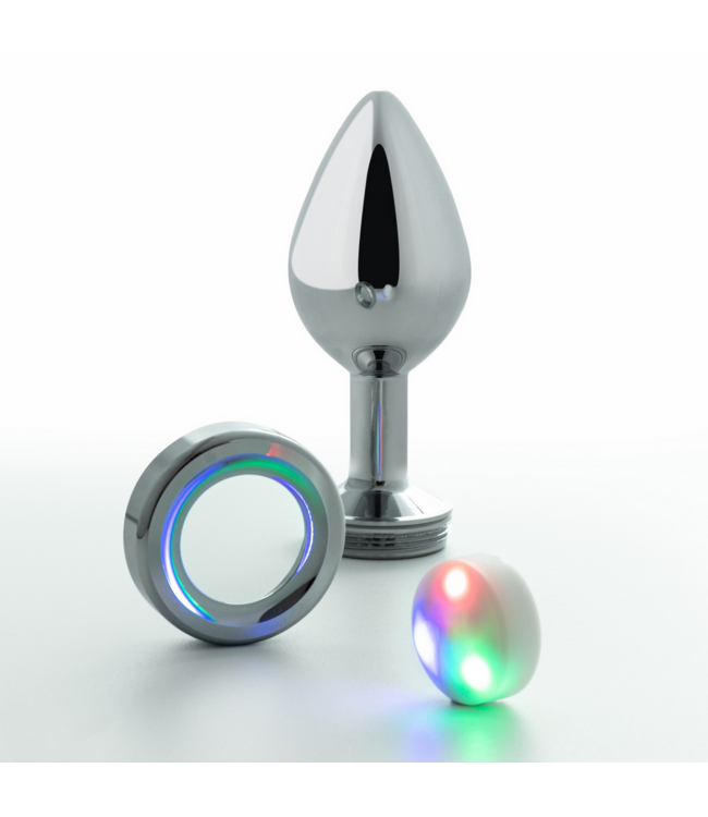 Crushious Crushious Metalen Anal Plug 8,5 cm Met RGB LED Verlichting Zilver