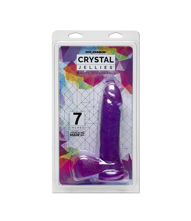 Doc Johnson Crystal Jellies 7-Inch Realistische Dildo Met Zuignap En Brede Basis Paars