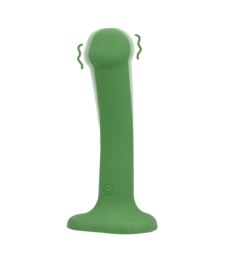 Loveline Compacte Bosgroene Siliconen Vibrerende Dildo Geschikt Voor Harnassen - Loveline