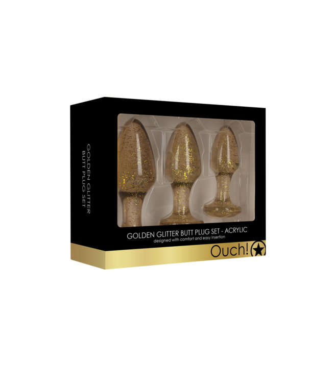 Ouch! Set Van 3 Acryl Buttplugs 7-12 Cm Met Ergonomisch Ontwerp En Veilig Voetstuk