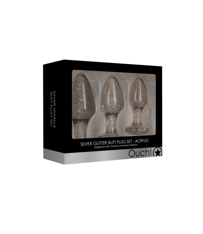 Ouch! Acrylic Butt Plug Set: 3 Sizes for Safe and Shiny Pleasure