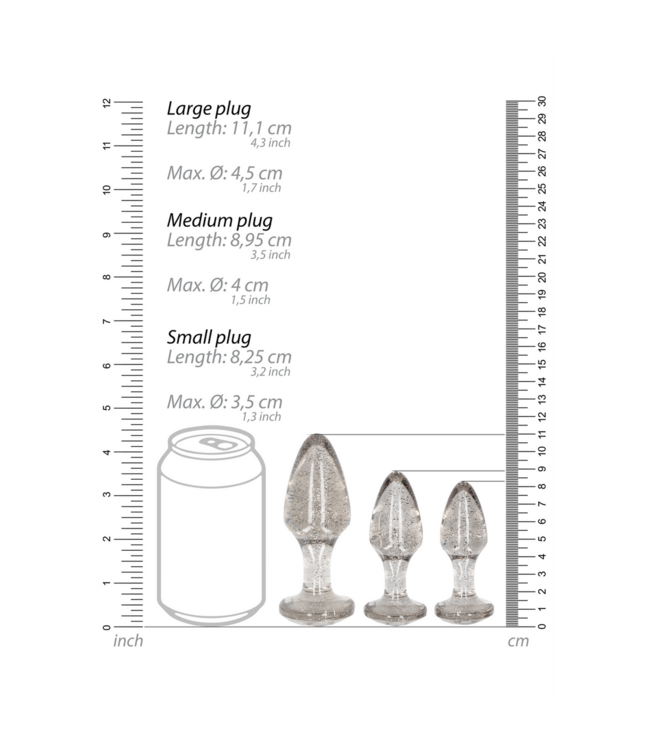 Ouch! Acrylic Butt Plug Set: 3 Sizes for Safe and Shiny Pleasure