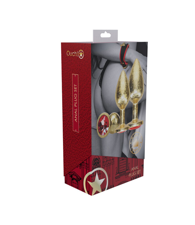 Ouch! Luxurious Milan Collection Gold Metal Anal Plug Set - 3.4 cm