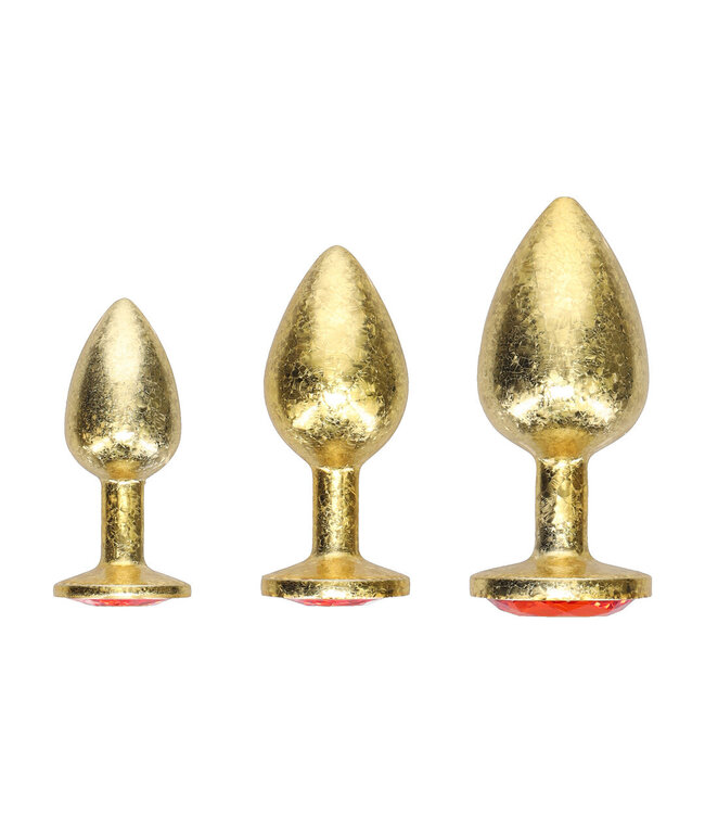 Ouch! Ouch! by Shots Gouden Aluminium Anale Plug Set 3-Delig Met Juwelen