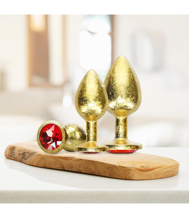 Ouch! Ouch! by Shots Gouden Aluminium Anale Plug Set 3-Delig Met Juwelen