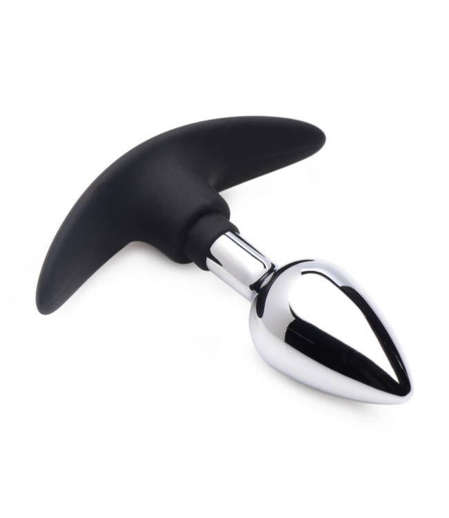 XR Brands Dark Invader Hybrid Anal Plug - 17.8cm Metal & Silicone for Intense Pleasure