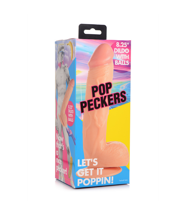 XR Brands Realistischer POP Dildo mit Hoden 22,8 cm – Fester PVC mit Saugnapf