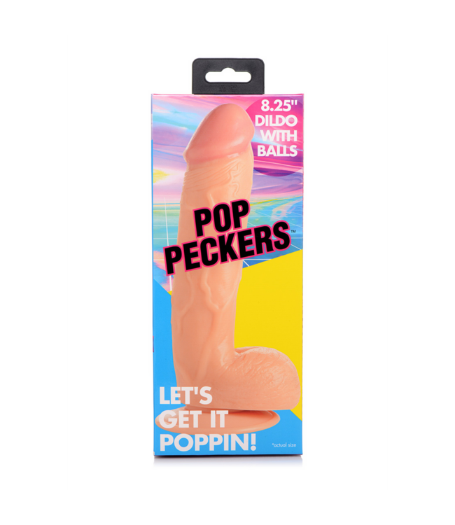 XR Brands Realistischer POP Dildo mit Hoden 22,8 cm – Fester PVC mit Saugnapf