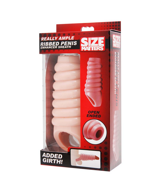 XR Brands Realistic Ribbed Penis Enlargement Sleeve for Intense Stimulation