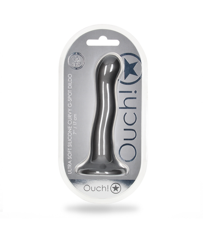 Ouch! Ultra Soft 17cm Gunmetal Curvy G-Spot Dildo with Suction Cup