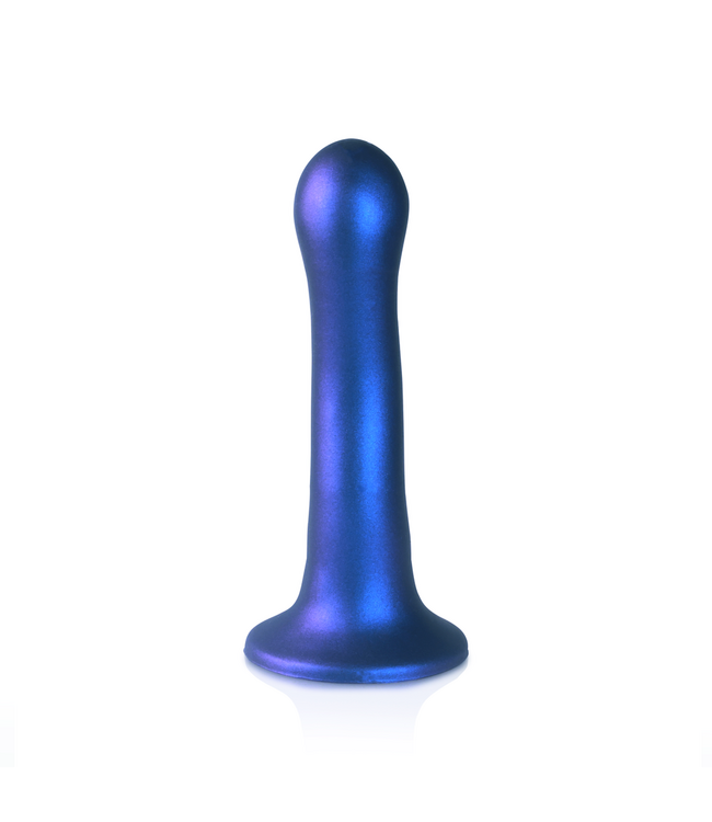 Ouch! Ultra Soft Metallic Blue G-Spot Dildo - 17 cm with Suction Cup
