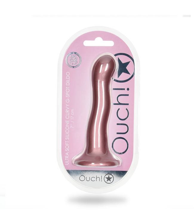 Ouch! Liquid Silicone Curvy G-Spot Dildo 17 cm Met Zuignap Roségoud | Ouch!