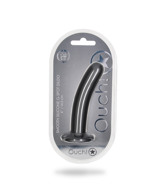 Ouch! Gunmetal Black 6'' Soft Silicone G-Spot Dildo with Suction Cup