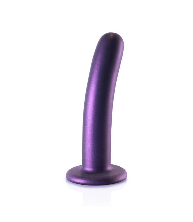 Ouch! Metallic Purple Silicone G-Spot Dildo - 14.5 cm with Suction Cup
