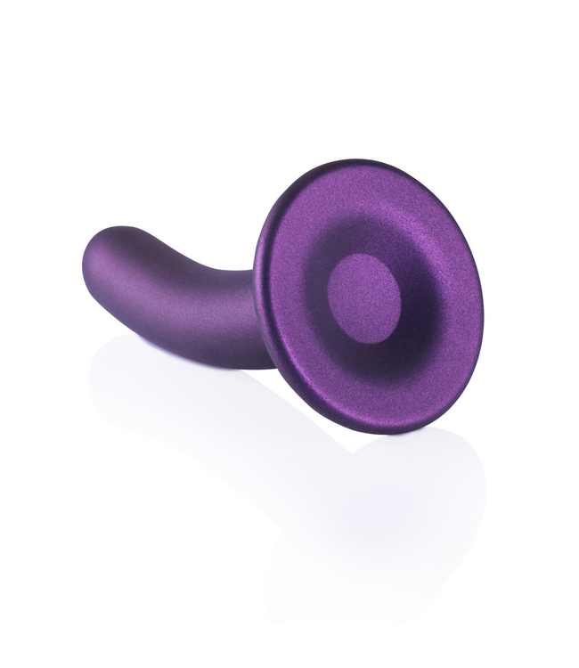 Ouch! Weicher 14,5 cm Silikon-G-Punkt-Dildo in Metallic-Lila mit Saugnapf