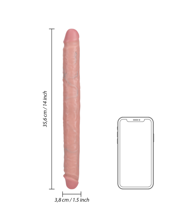 RealRock RealRock Dubbelzijdige Realistische Dildo 35,6 cm Huidskleurig