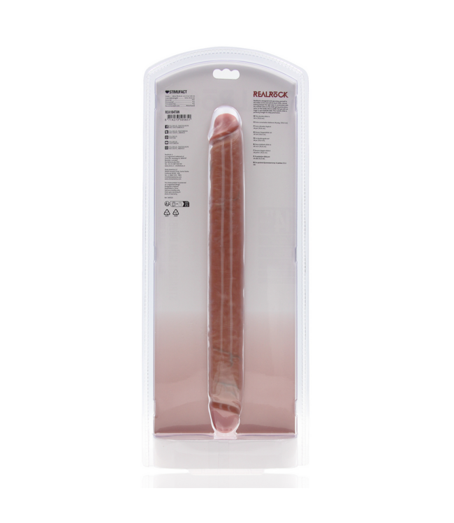 RealRock RealRock Dubbelzijdige Dildo 35,6 cm Bruin Met Realistische Aders