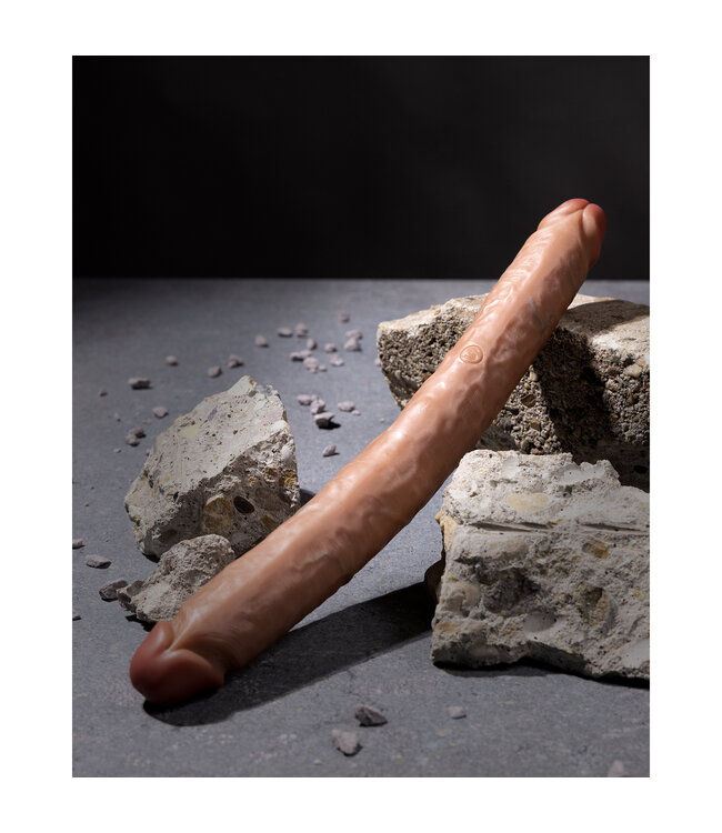 RealRock RealRock Dubbelzijdige Dildo 35,6 cm Bruin Met Realistische Aders