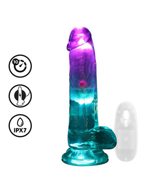 RealRock RealRock 16.2 cm LED Vibrating Dildo with Balls for Ultimate Pleasure