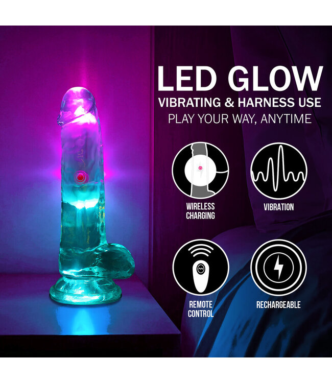 RealRock RealRock 16.2 cm LED Vibrating Dildo with Balls for Ultimate Pleasure