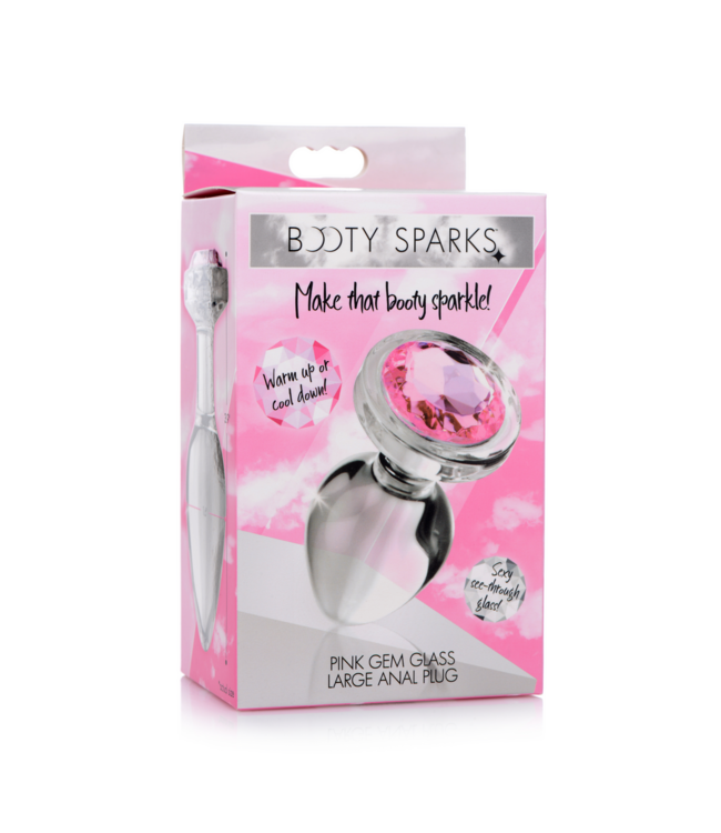 XR Brands Large Pink Gemstone Glass Anal Plug - Shine & Ultimate Pleasure