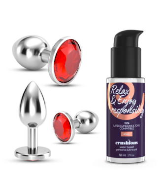 Crushious Crushious Luxe Rood Bijou Anale Plug Set 3 Maten Voor Training En Temperatuurspel