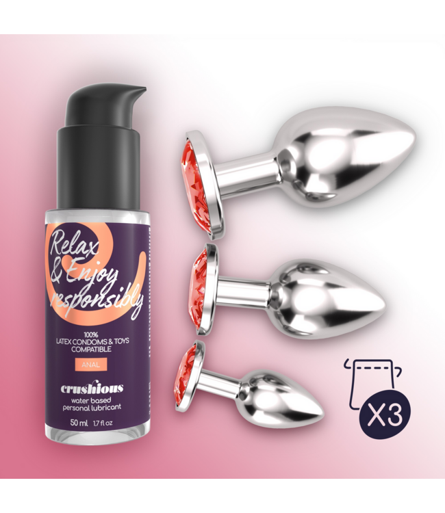 Crushious Crushious Luxe Rood Bijou Anale Plug Set 3 Maten Voor Training En Temperatuurspel
