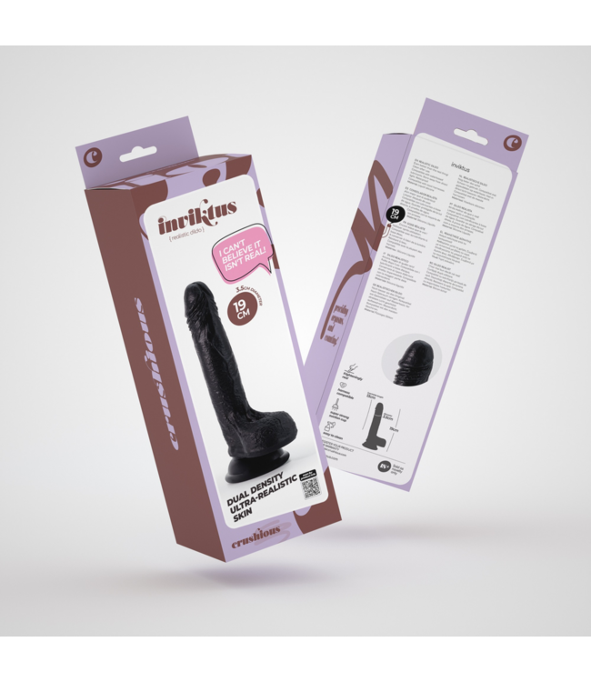 Crushious Inviktus Ultra-Realistic Black Liquid Silicone Dildo – 19 cm