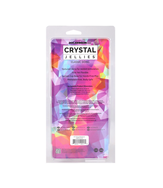 Doc Johnson Doc Johnson Crystal Jellies Dong 21,3 cm Zacht Flexibel Regenboogkleur