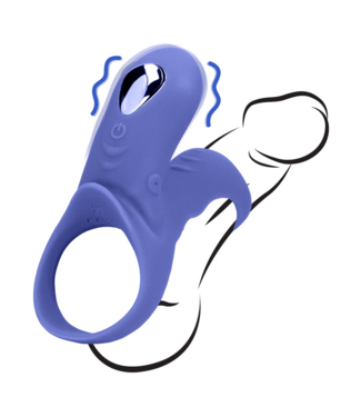 Loveline Loveline Vibration Cockring Met Clit Stimulator In Blauw