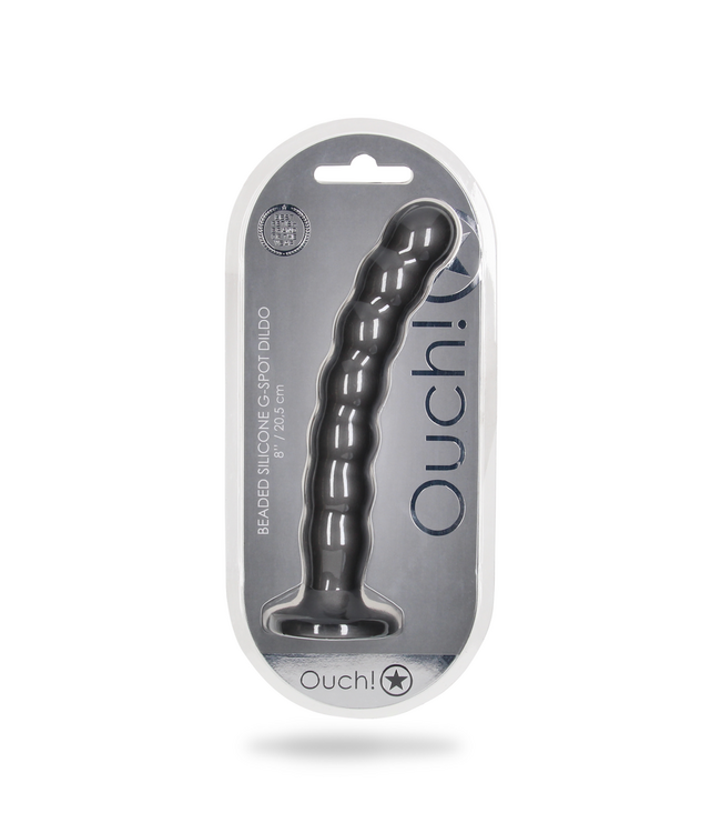 Ouch! Weicher Gunmetal G-Punkt-Dildo 8'' mit starkem Saugnapf