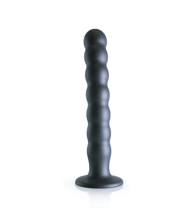 Ouch! Beaded Silicone G-Spot Dildo 21 cm Met Zuignap In Gunmetal Kleur