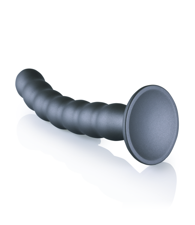 Ouch! Gunmetal Beaded G-Spot Dildo - 8" Suction Cup & Soft Liquid Silicone