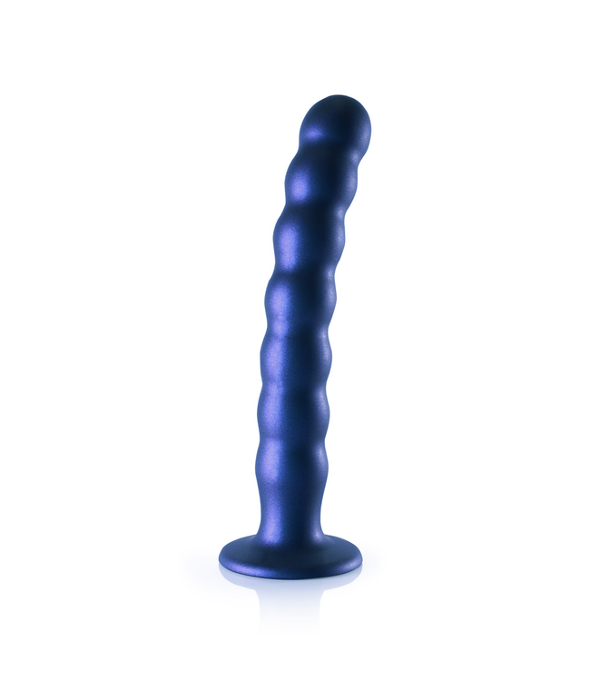 Ouch! Blauer Metallic G-Punkt-Dildo 15,2 cm – Weich mit Saugnapf