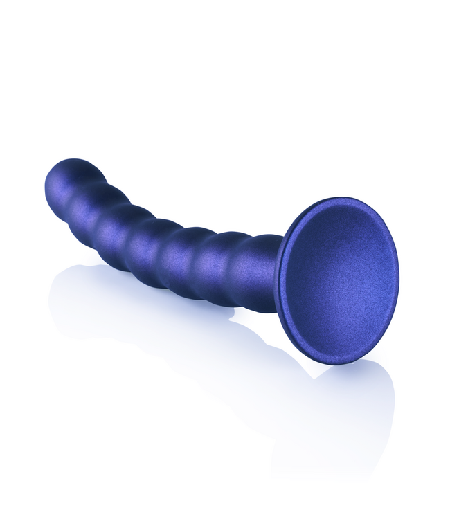 Ouch! Metallic Blauwe Siliconen G-Spot Dildo Met Zuignap En Gebobbelde Structuur 21 cm